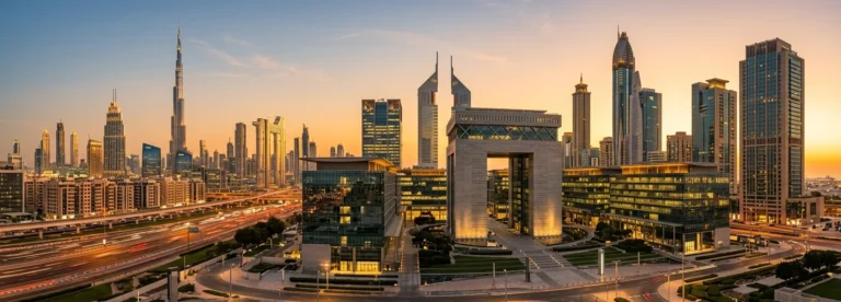 UAE holding company — Dubai financial district skyline