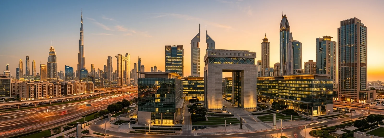 UAE holding company — Dubai financial district skyline
