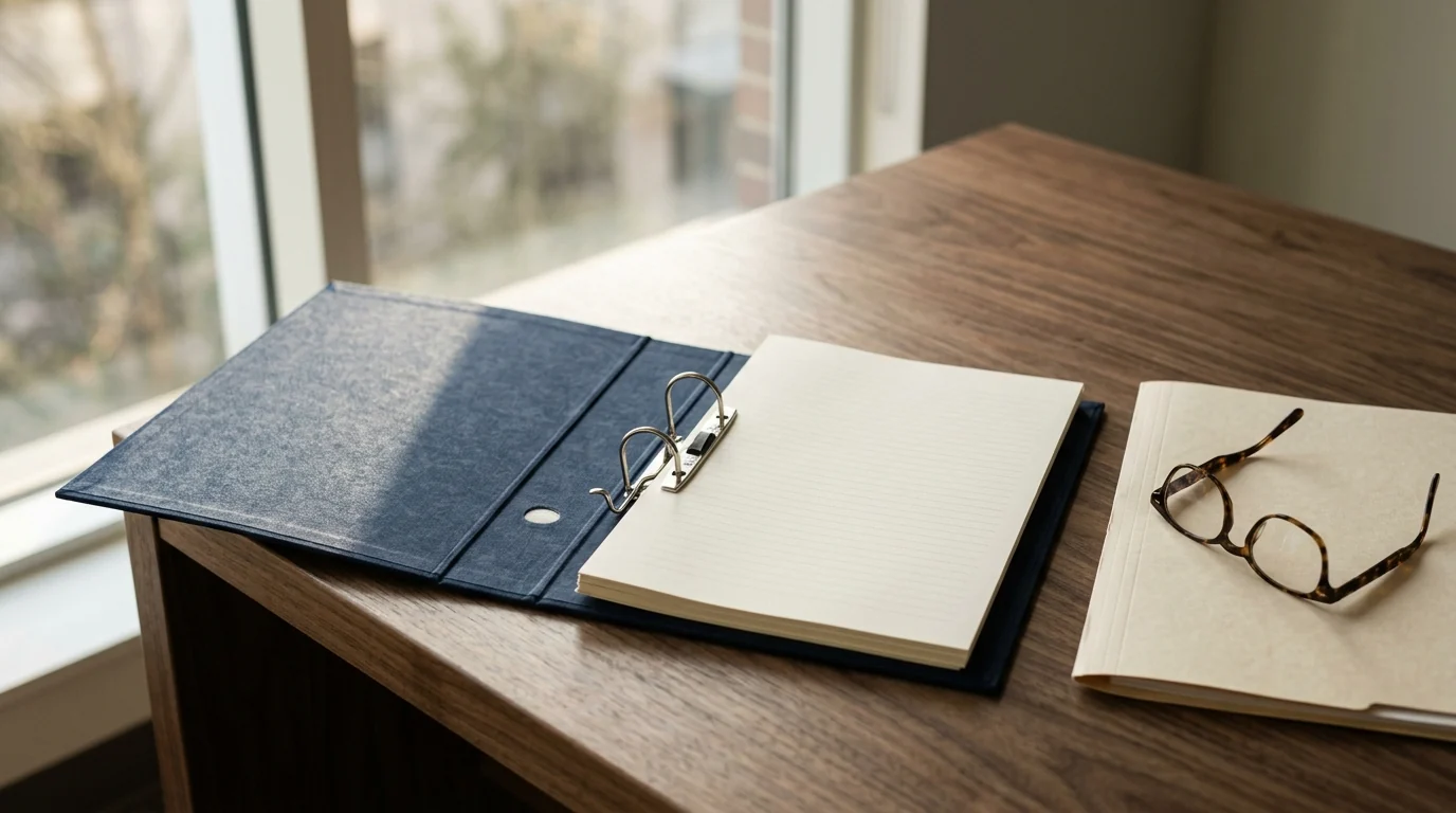 Open compliance binder and a closed client file on a desk, the AML compliance UAE record a regulated business must keep